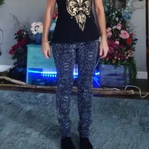 Animal print skinny jeans